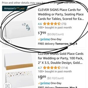 New clever signs White w flowers Place Cards for Weddings or Parties